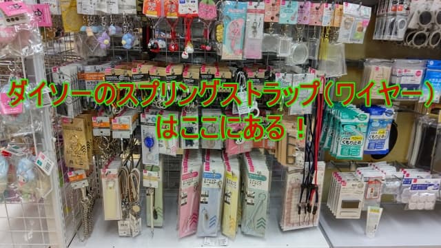 ダイソーのスプリングストラップ（ワイヤー）はここにある！と記載したアイキャッチ画像