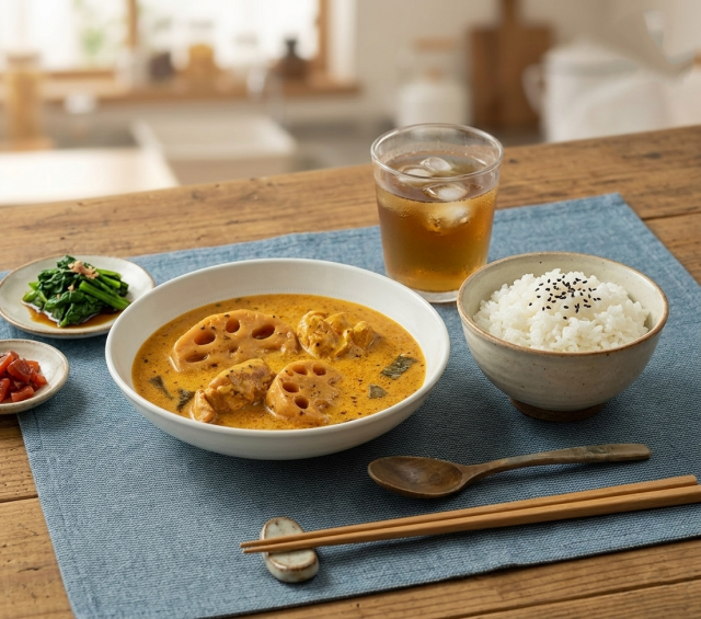 無印良品の「北海道味噌と豆乳のスープカレー」のセットメニューの画像