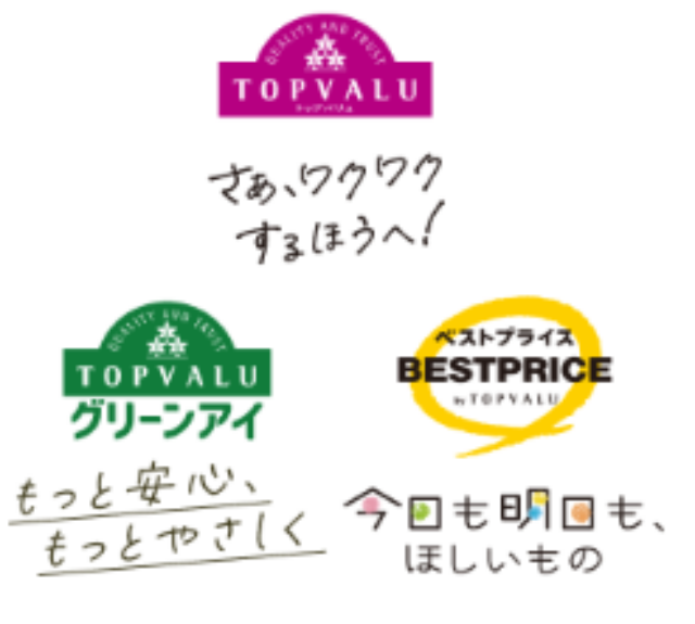 イオントップバリュのロゴ3種類を記載した画像