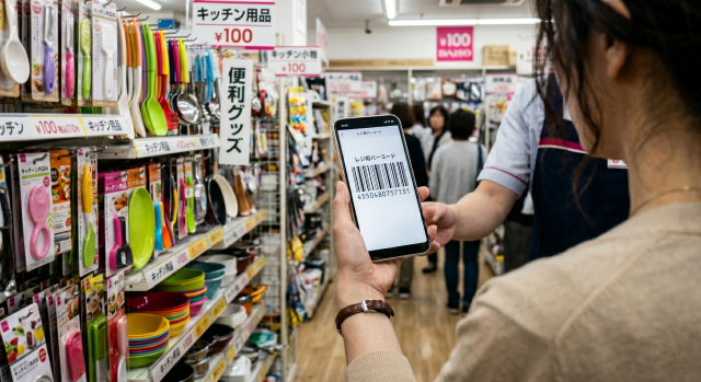 スマートフォンに表示された排水口カビ汚れ防止シールのJANコード(4550480757131)