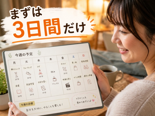 まずは3日間だけ献立ローテーションを試して笑顔になる読者のイメージ