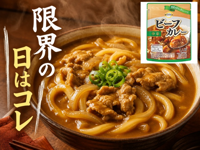 レトルトカレーをうどんのつゆに転用した時短カレーうどん