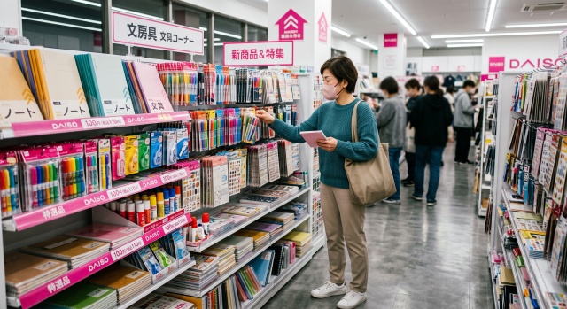 シールという名前から誤って探してしまったダイソーの文具売り場のイメージ画像